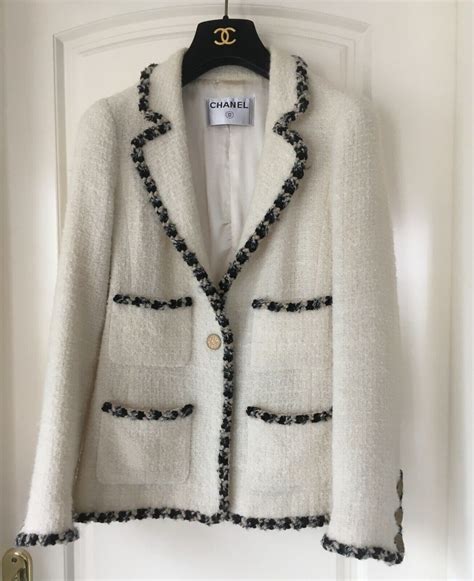 chanel white tweed jacket.